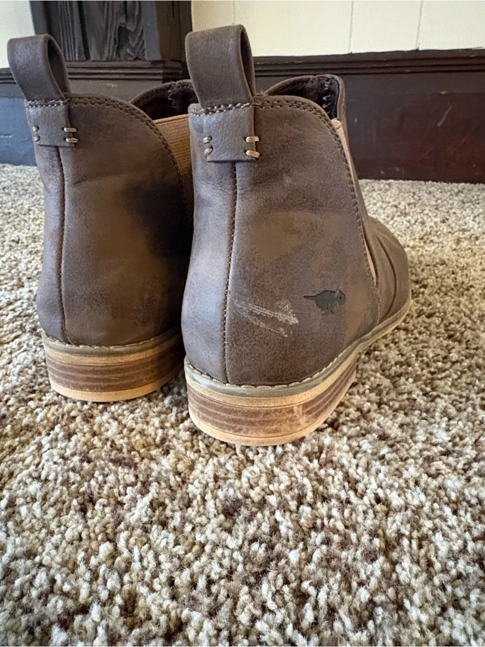 Rocket Dog Brown Leather-Look Ankle Booties